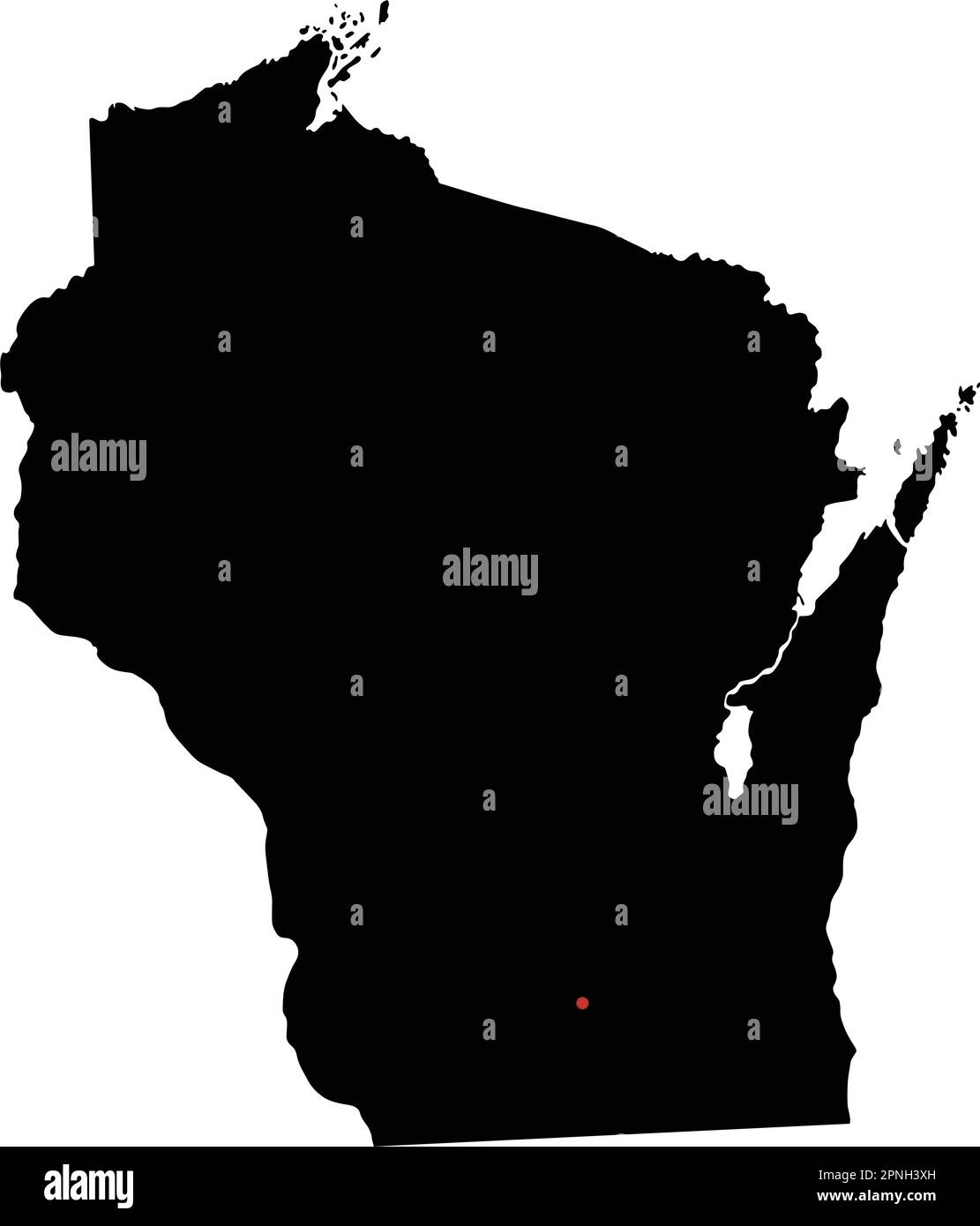 Wisconsin state map hi res stock - Highly Detailed Wisconsin Silhouette Map 2PNH3XH