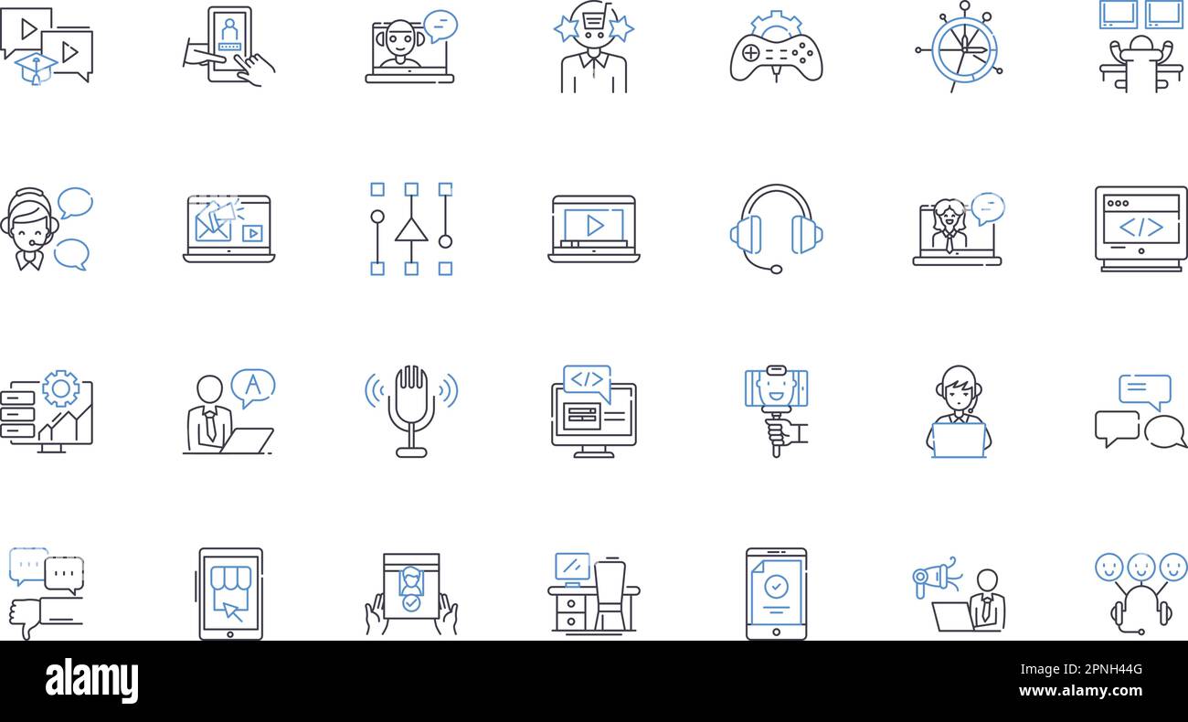 Acoustic engineering line icons collection. Soundproofing, Acoustics, Noise, Vibration, Resonance, Absorption, Reflection vector and linear Stock Vector