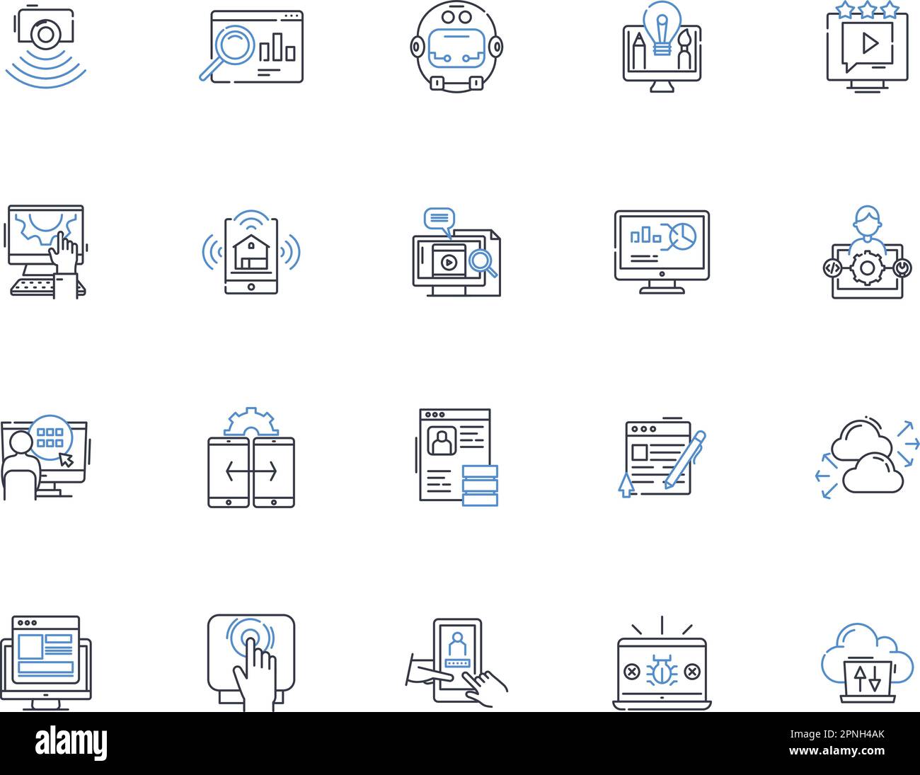Mechanism line icons collection. Gears, Springs, Cogs, Levers, Pulleys, Hydraulics, Pneumatics vector and linear illustration. Bearings,Shaft,Clutch Stock Vector