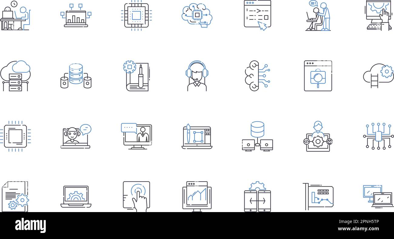 Back-end development line icons collection. Server, Database, API ...