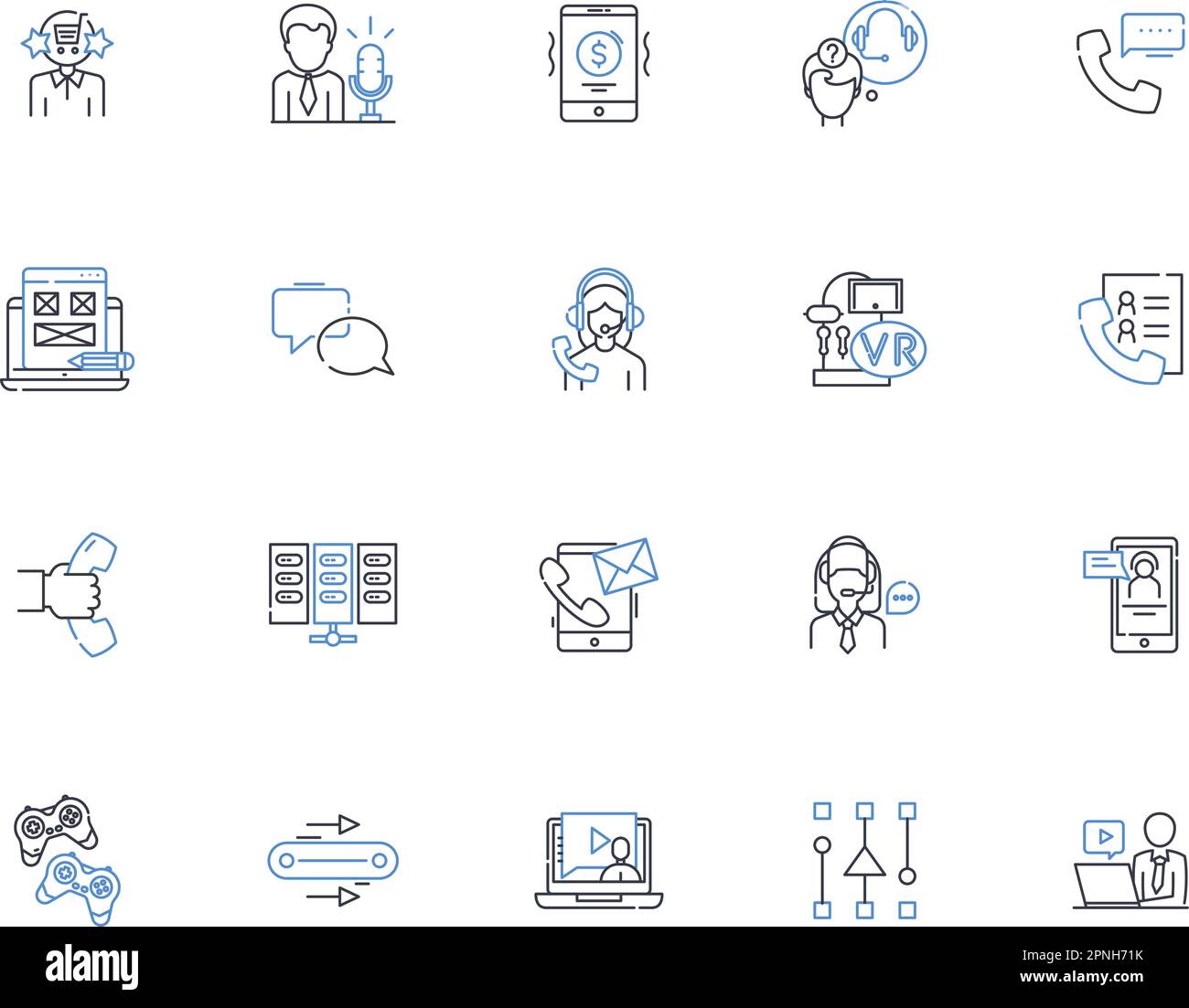 Clang line icons collection. Compiler, Object-oriented, Fast, Command-line, Open-source, C++, Debugging vector and linear illustration. Parsing,LLVM Stock Vector
