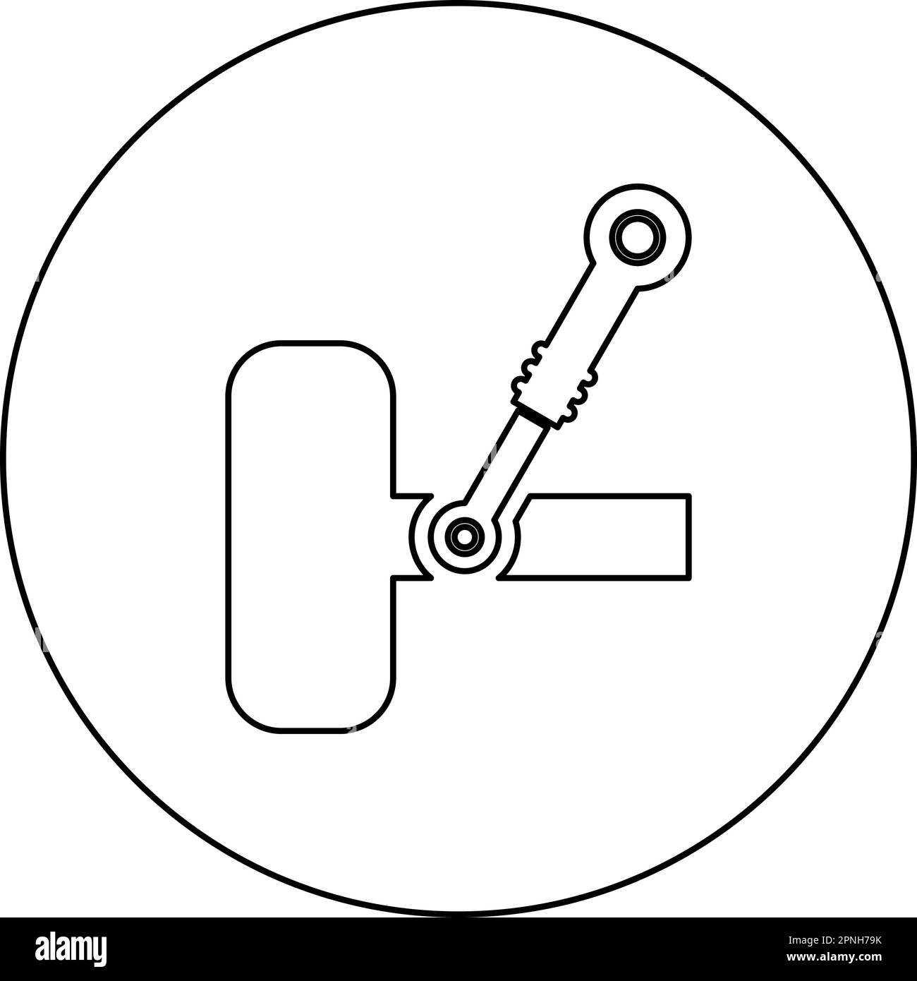 Wheel and shock absorber car suspension system auto service icon in