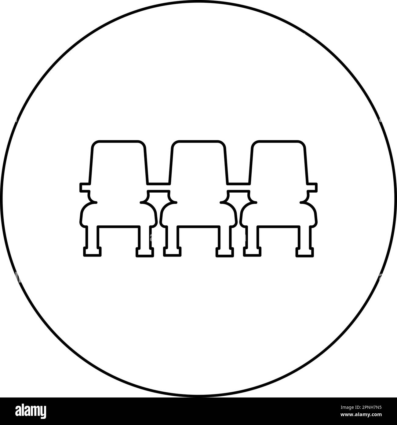 Cinema chair Chairs three icon in circle round black color vector illustration image outline contour line thin style simple Stock Vector
