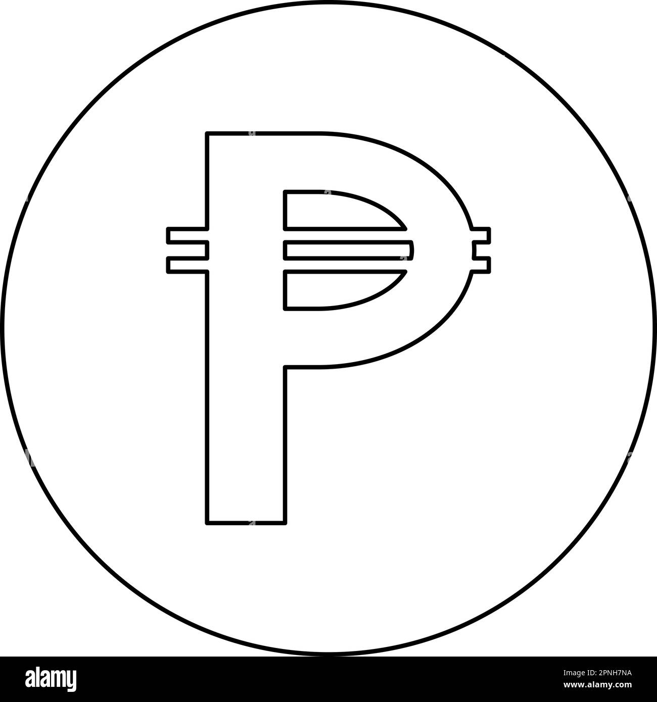 Sign of Philippine peso currency money symbol Pesos icon in circle round black color vector illustration image outline contour line thin style simple Stock Vector