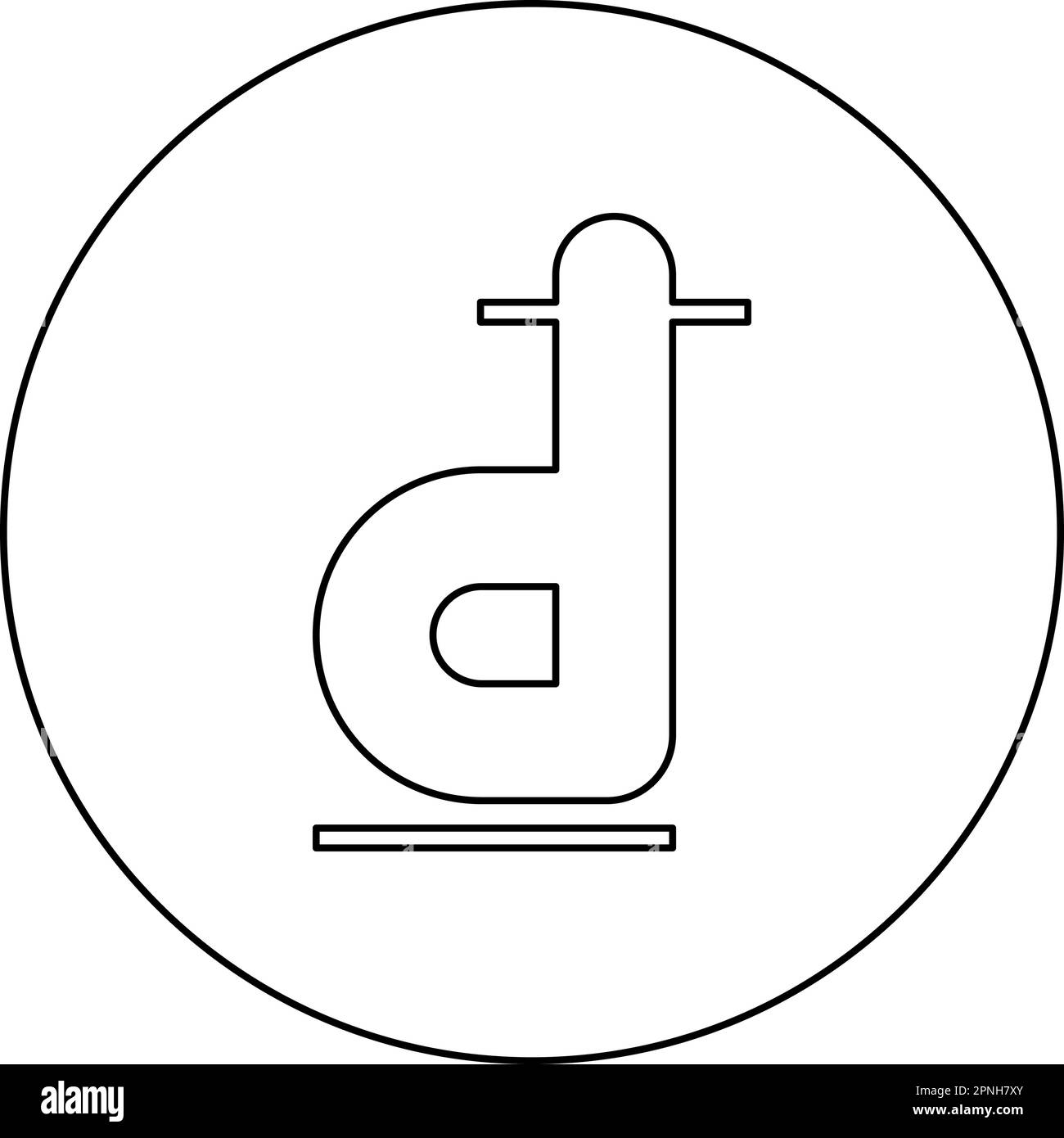 Dong sign Vietnamese money symbol Thai currency VND Vietnam cash icon in circle round black color vector illustration image outline contour line thin Stock Vector