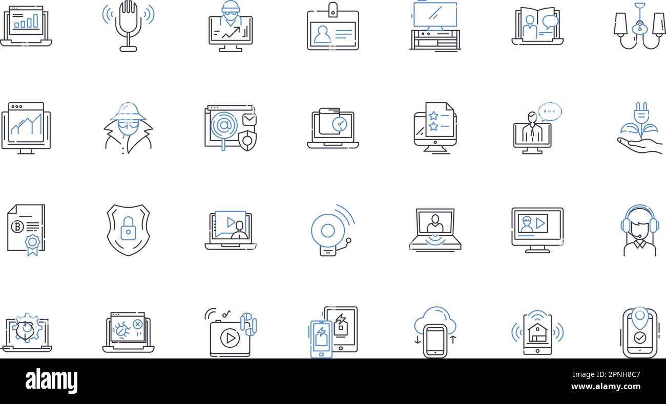 Robotic technology line icons collection. Automation, Artificial intelligence, Robotics, Assembly, Precision, Mechanics, Kinematics vector and linear Stock Vector