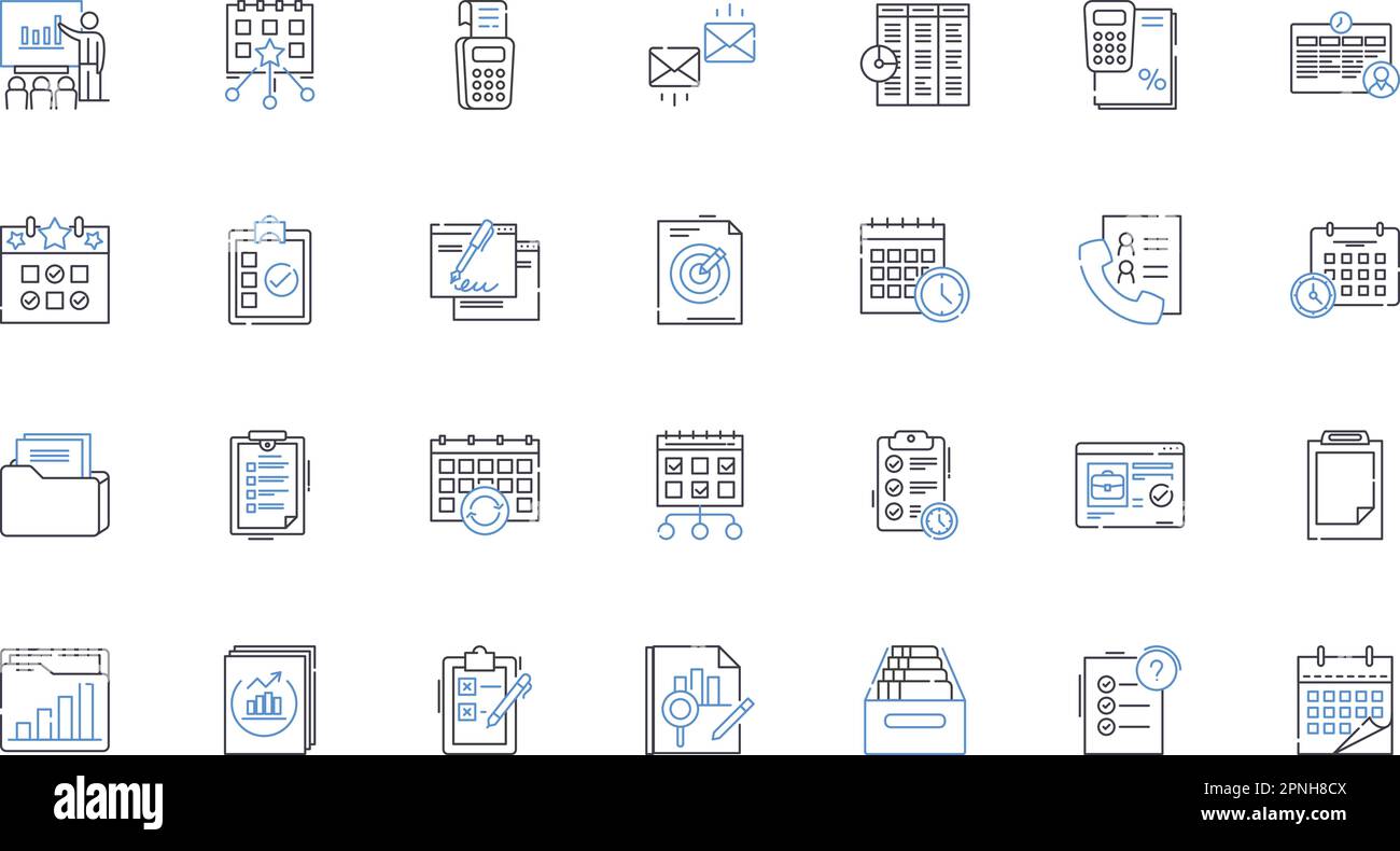 Minute line icons collection. Second, Countdown, Stopwatch, Hourglass, Moment, Time, Split vector and linear illustration. Fast,Slow,Deadline outline Stock Vector