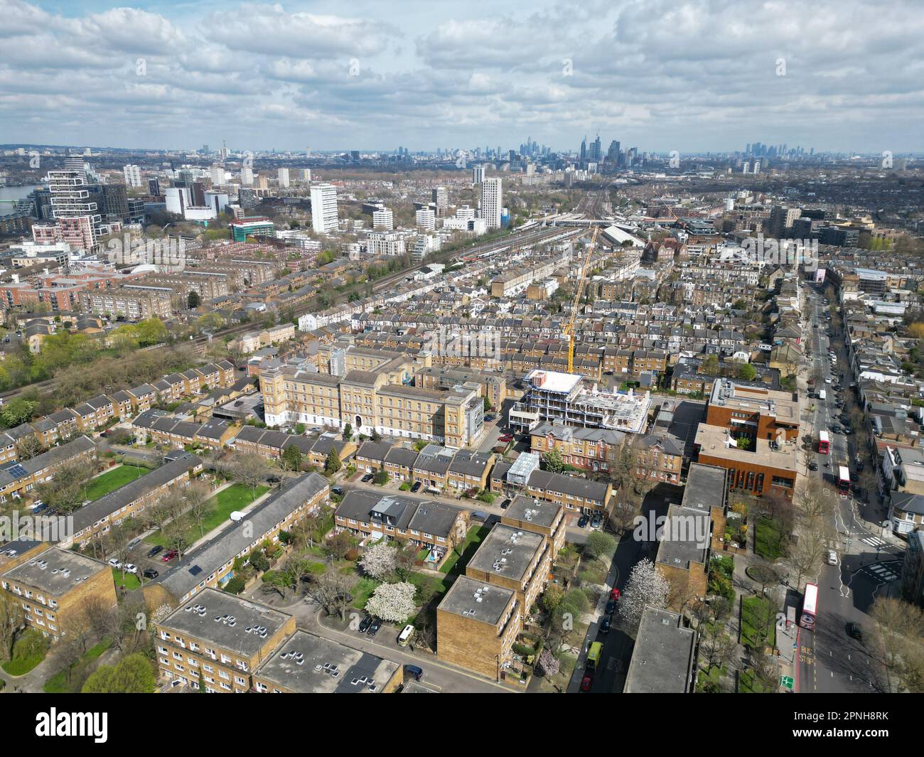 Streets and roads Wansworth southwest London UK Drone, Aerial, Stock Photo