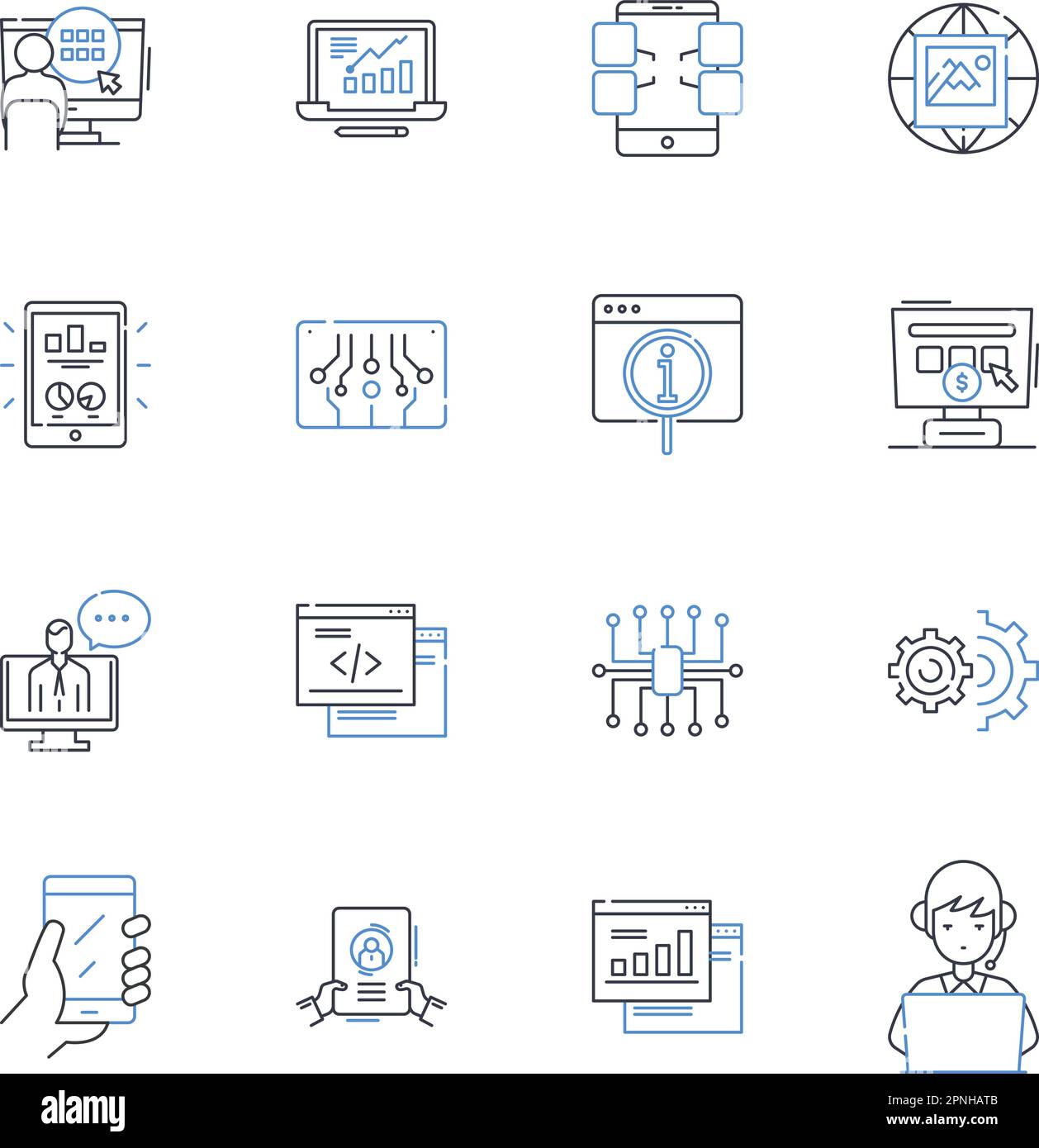Equipment Parts line icons collection. Compnts, Accessories