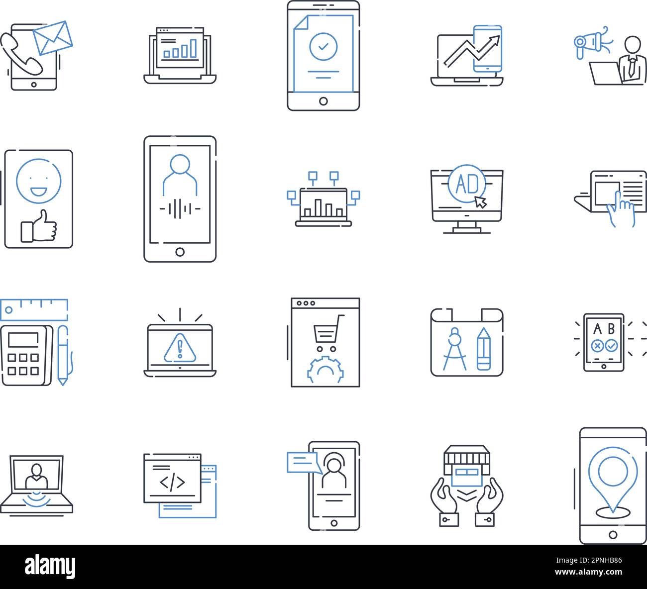 Computer Vision line icons collection. Recognition, Detection, Analysis, Classification, Segmentation, Tracking, Extraction vector and linear Stock Vector