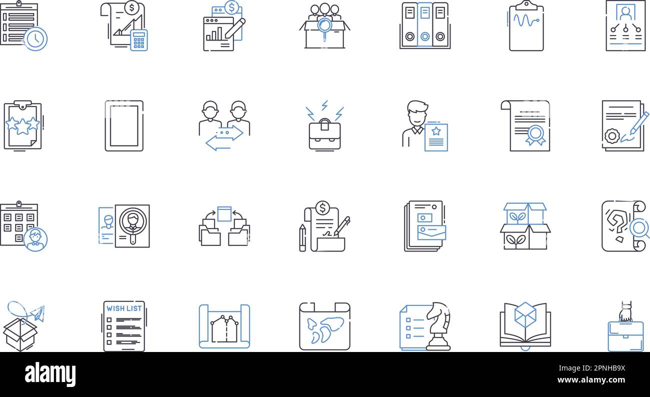 Content delivery line icons collection. Streaming, Upload, Download, Distribution, Buffering, Webcast, Embed vector and linear illustration. Encode Stock Vector