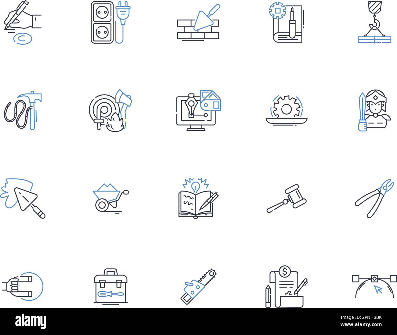 Mechanical design line icons collection. Solidworks, CAD, Blueprint ...