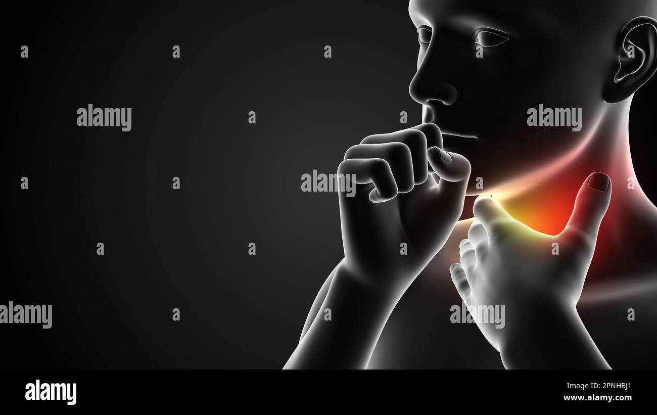 Human having throat pain and coughing Stock Photo Alamy