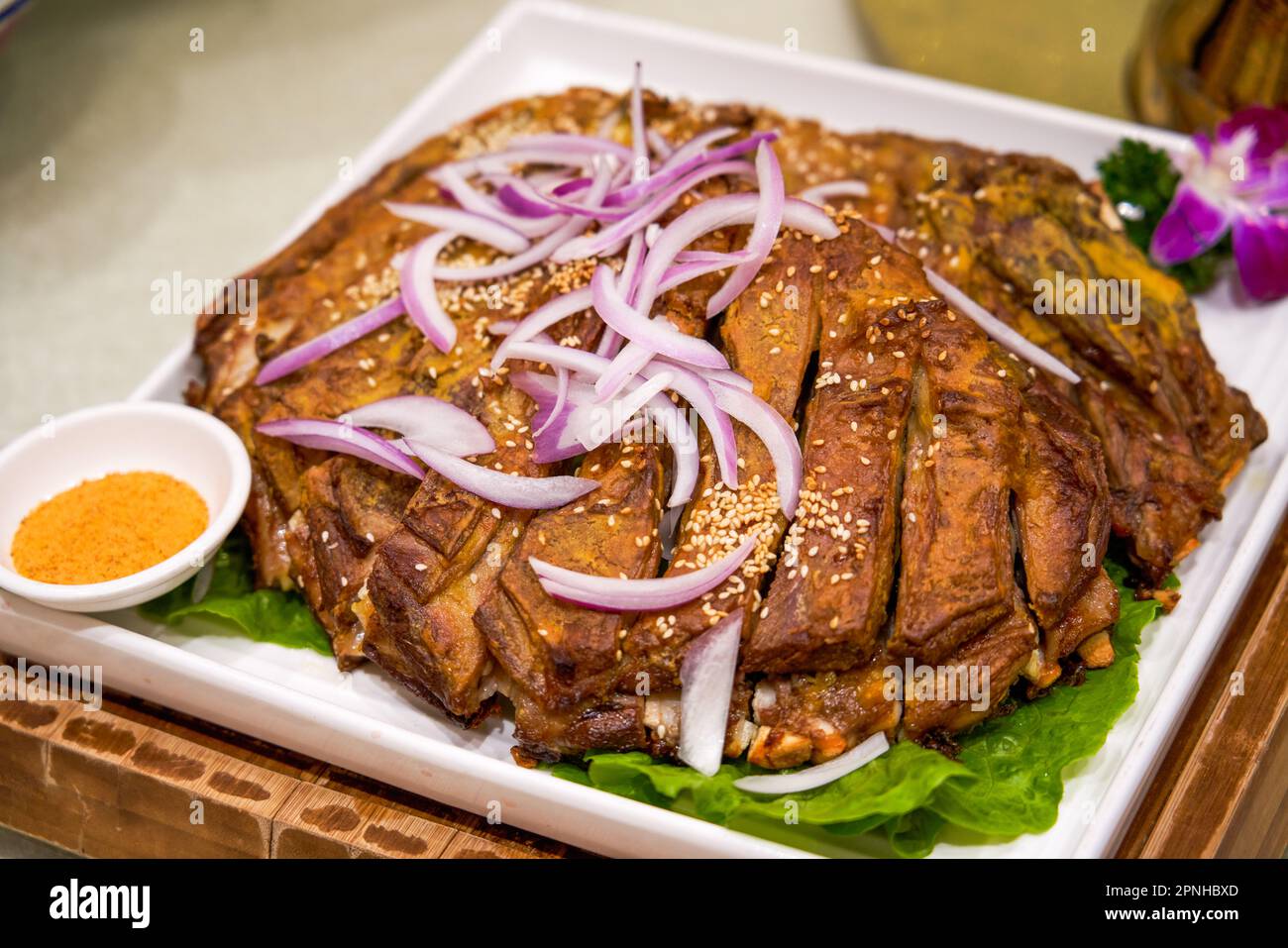 A delicious Chinese Xinjiang dish, grilled lamb chops Stock Photo Alamy