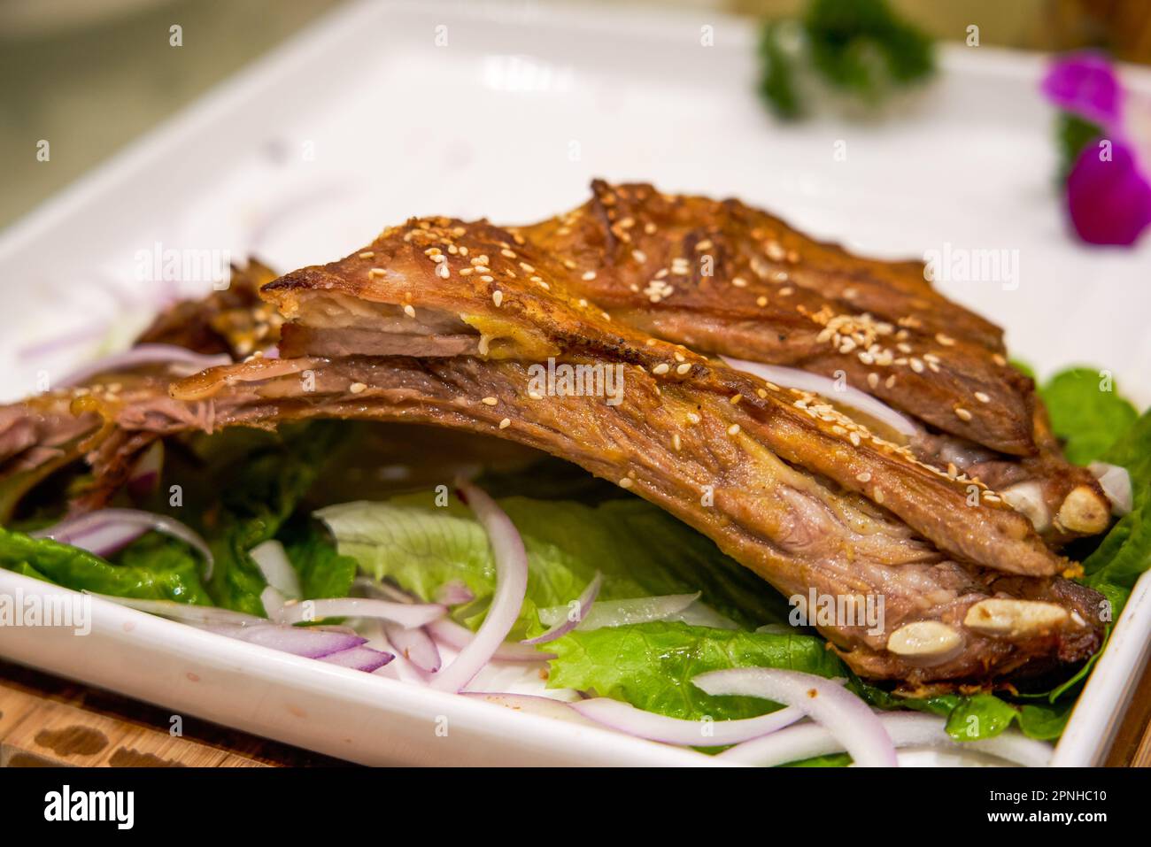A delicious Chinese Xinjiang dish, grilled lamb chops Stock Photo Alamy