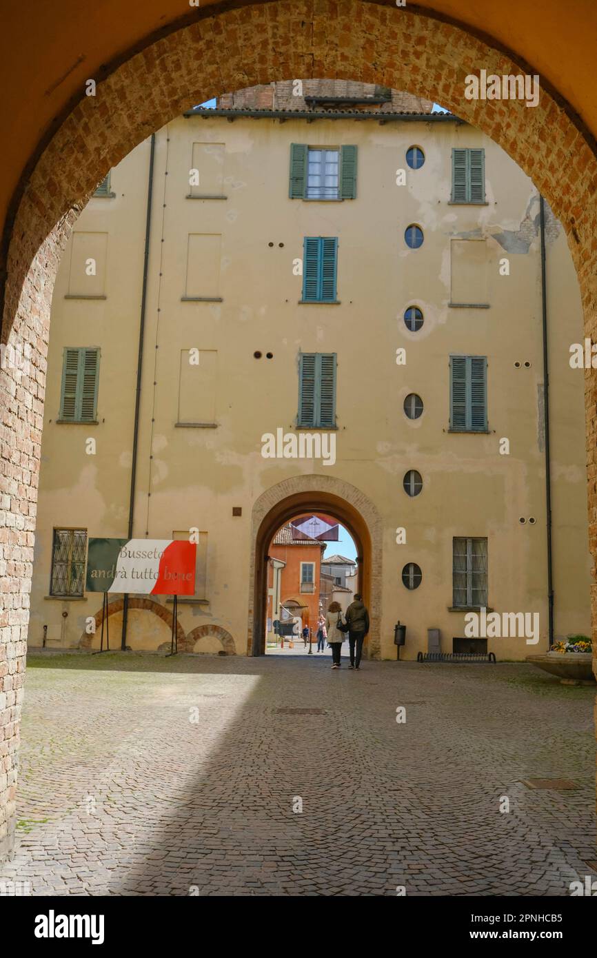 April 2023 Busseto, Italy galleries and corridors of the building of