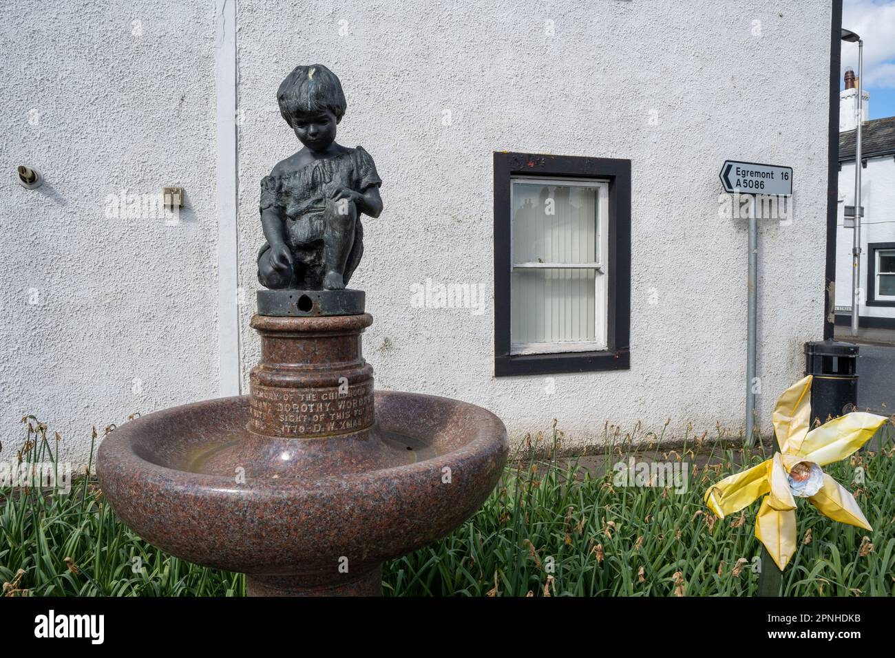 Water fountain in the town of Cockermouth, Cumberland, UK, dedicated to William and Dorothy Wordsworth. Stock Photo