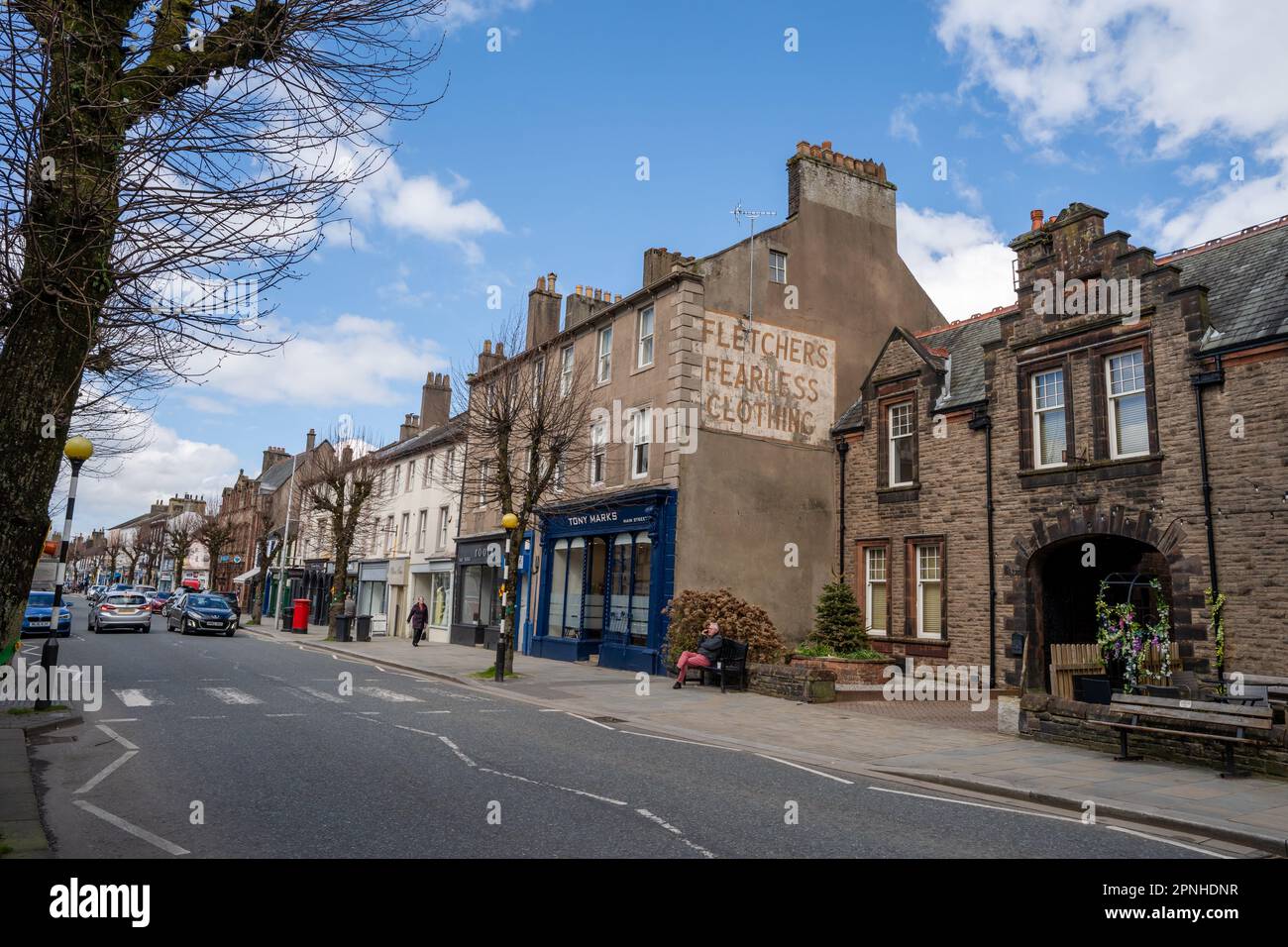 Quaint old buildings on Main Street in the town of Cockermouth ...