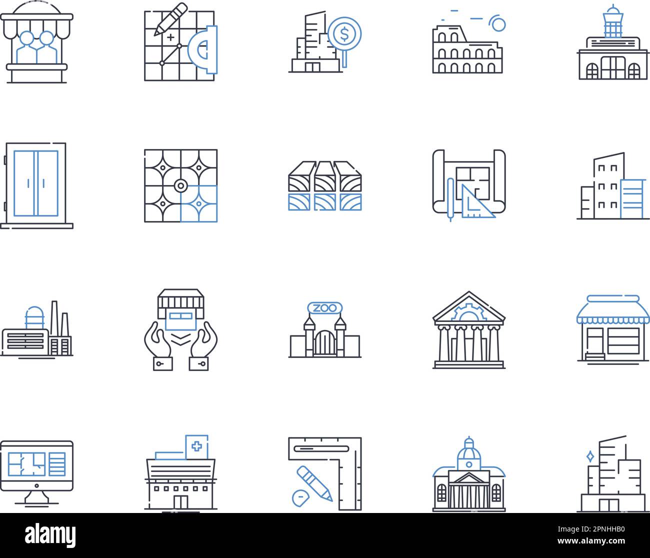 Temporary stay line icons collection. Transient, Sojourn, Respite, Lodging, Intermission, Pitstop, Stopover vector and linear illustration. Resting Stock Vector