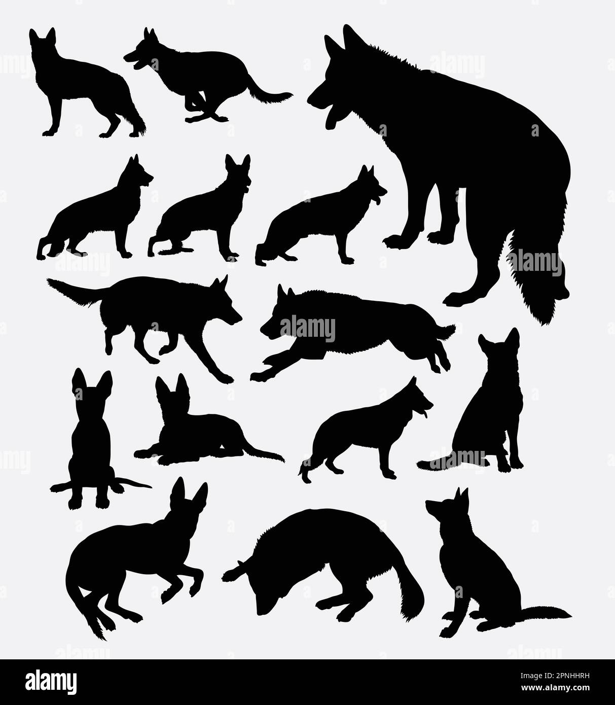 German shepherd pet dog silhouette. Good use for symbol, web icon, logo, mascot, sticker, sign, or any design you want. Easy to use. Stock Vector