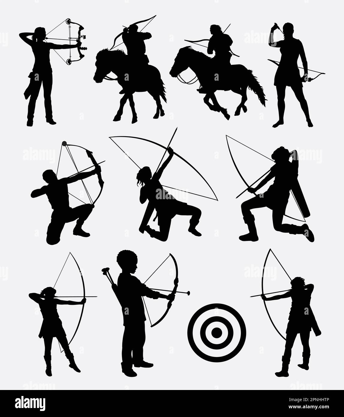 Archery dart people male and female silhouette. Good use for symbol, web icon, logo, sign, mascot, or any design you want. Easy to use. Stock Vector