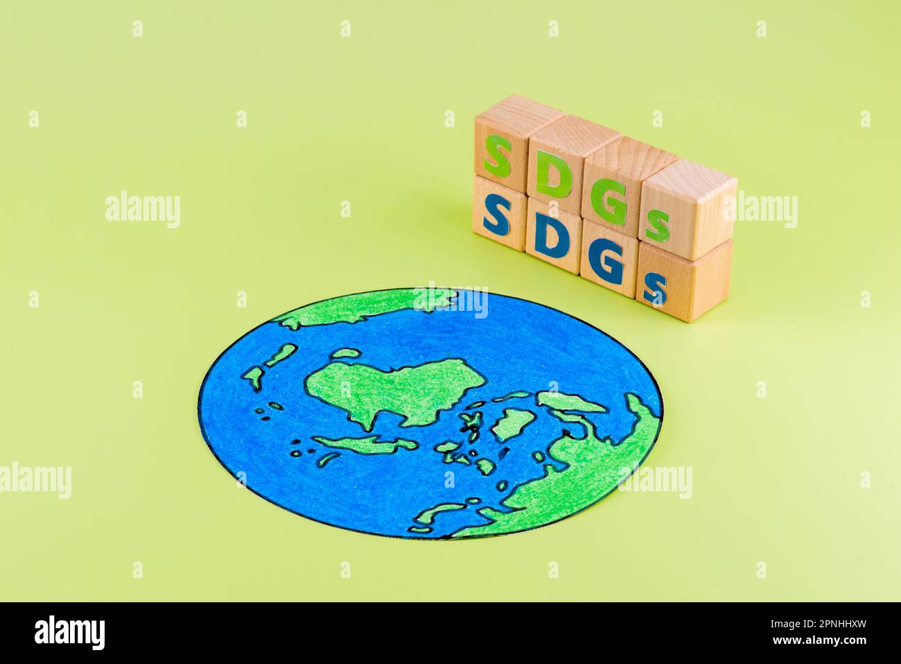 SDGs - sustainable development goals word concept on cubes Stock Photo