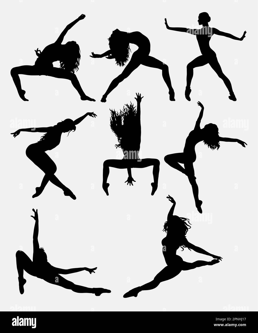 Traditional and modern dance. Male and female pose silhouette. Good use