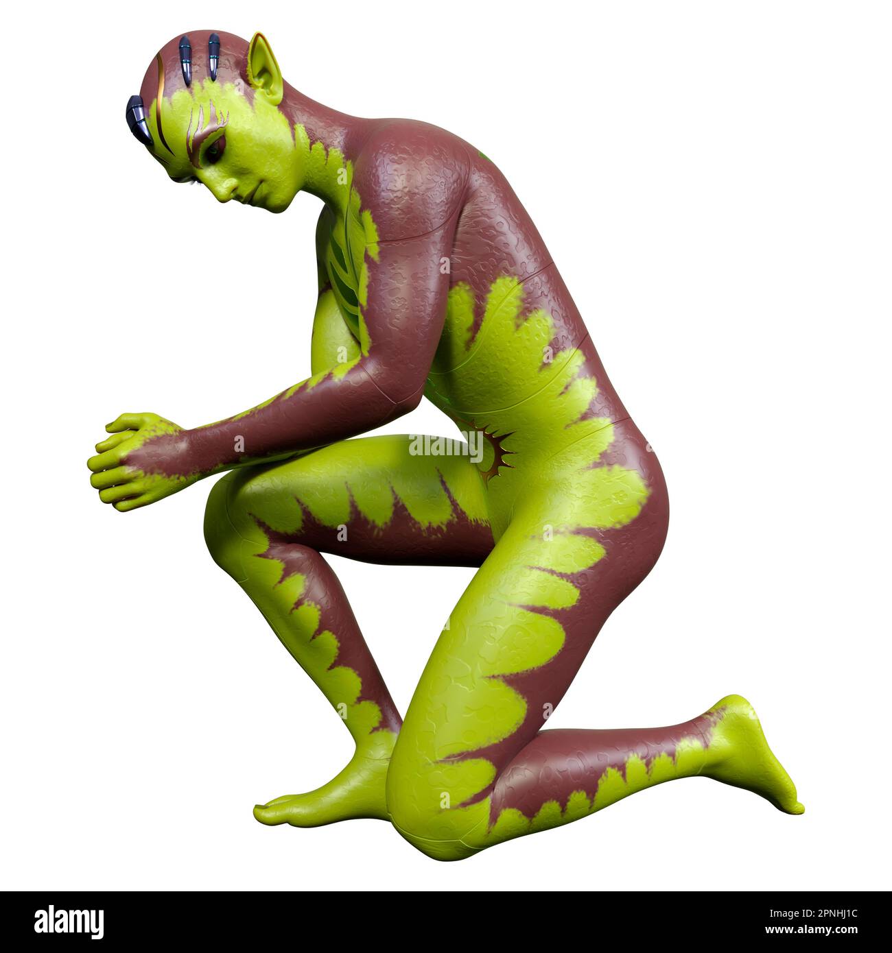 3D rendering of a green alien isolated on white background Stock Photo ...