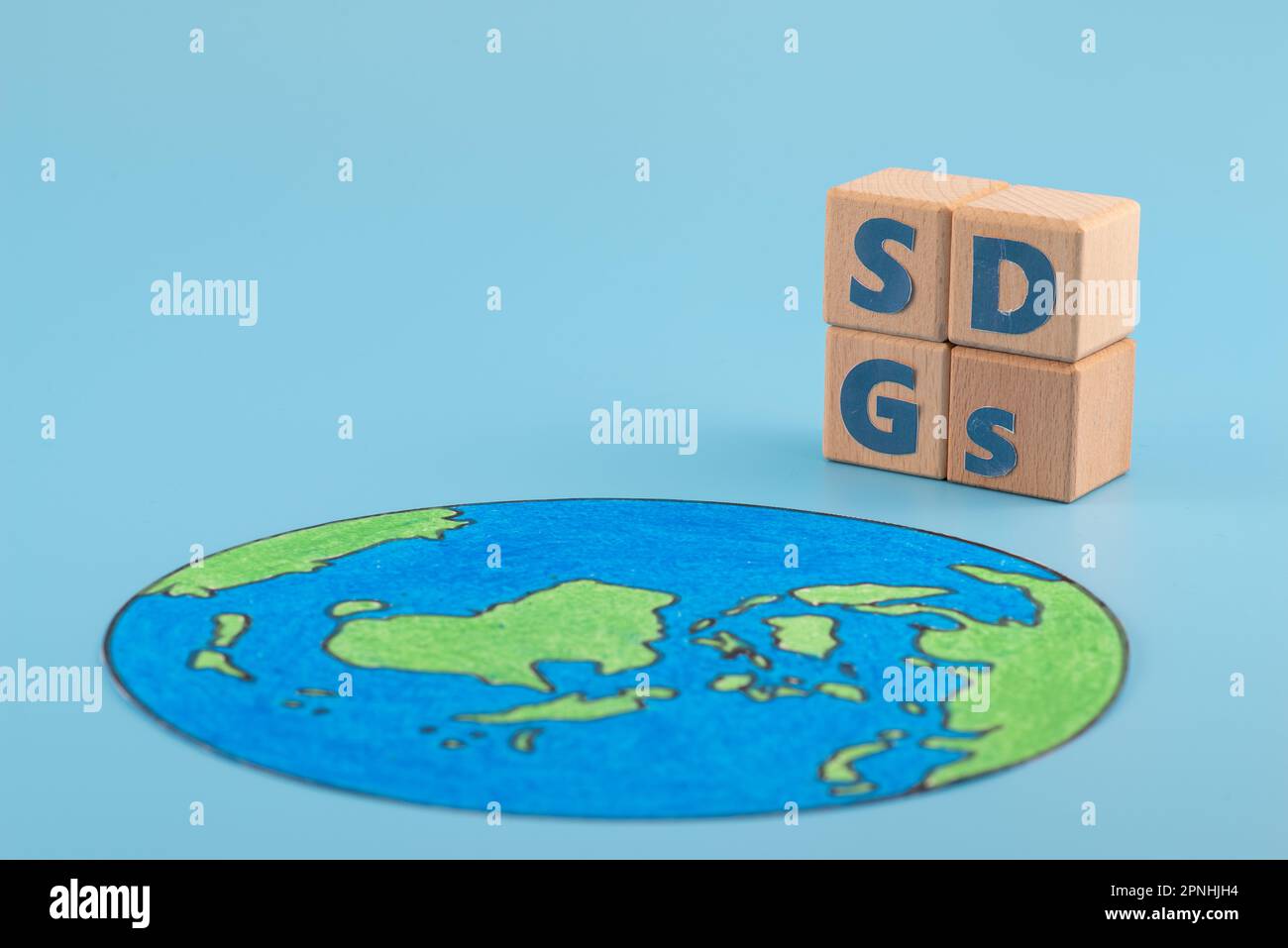 SDGs - sustainable development goals word concept on cubes Stock Photo