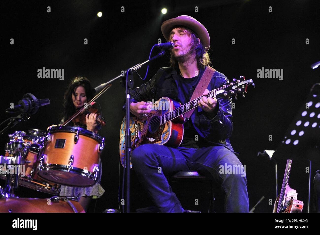 Milan Italy 2010-12-09 : The band Fistful of Mercy, guitarist Joseph Arthur during live concert at Alcatraz Stock Photo