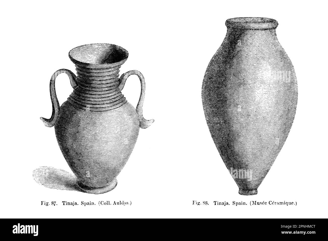 Tinaja, (Spanish for clay jar) Spain from the book Collections towards a history of pottery and porcelain, in the 15th, 16th, 17th, and 18th centuries : with a description of the manufacture, a glossary, and a list of monograms by Joseph Marryat,  Publisher London : J. Murray 1850 Stock Photo