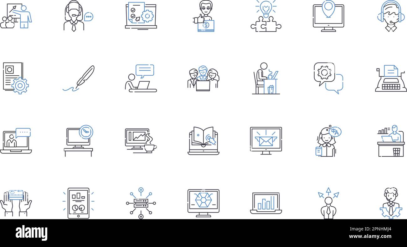 Labor regulation line icons collection. Compliance, Enforcement, Protections, Employee rights, Contracts, Compensation, Discrimination vector and Stock Vector