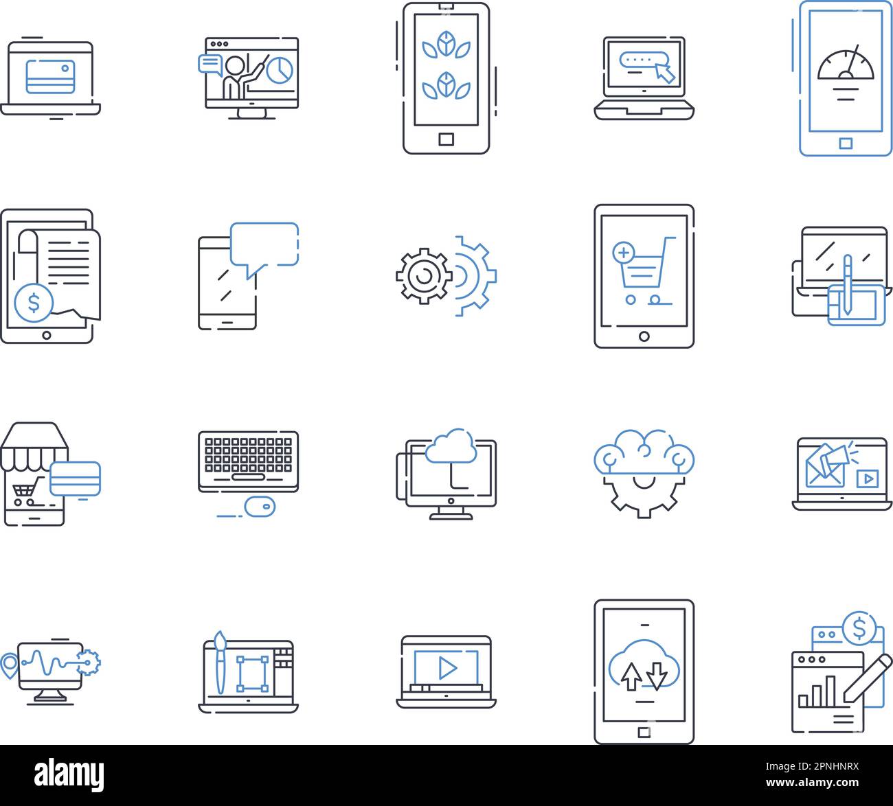 Appliances line icons collection. Refrigerator, Oven, Dishwasher, Blender, Microwave, Washing machine, Dryer vector and linear illustration. Cooktop Stock Vector