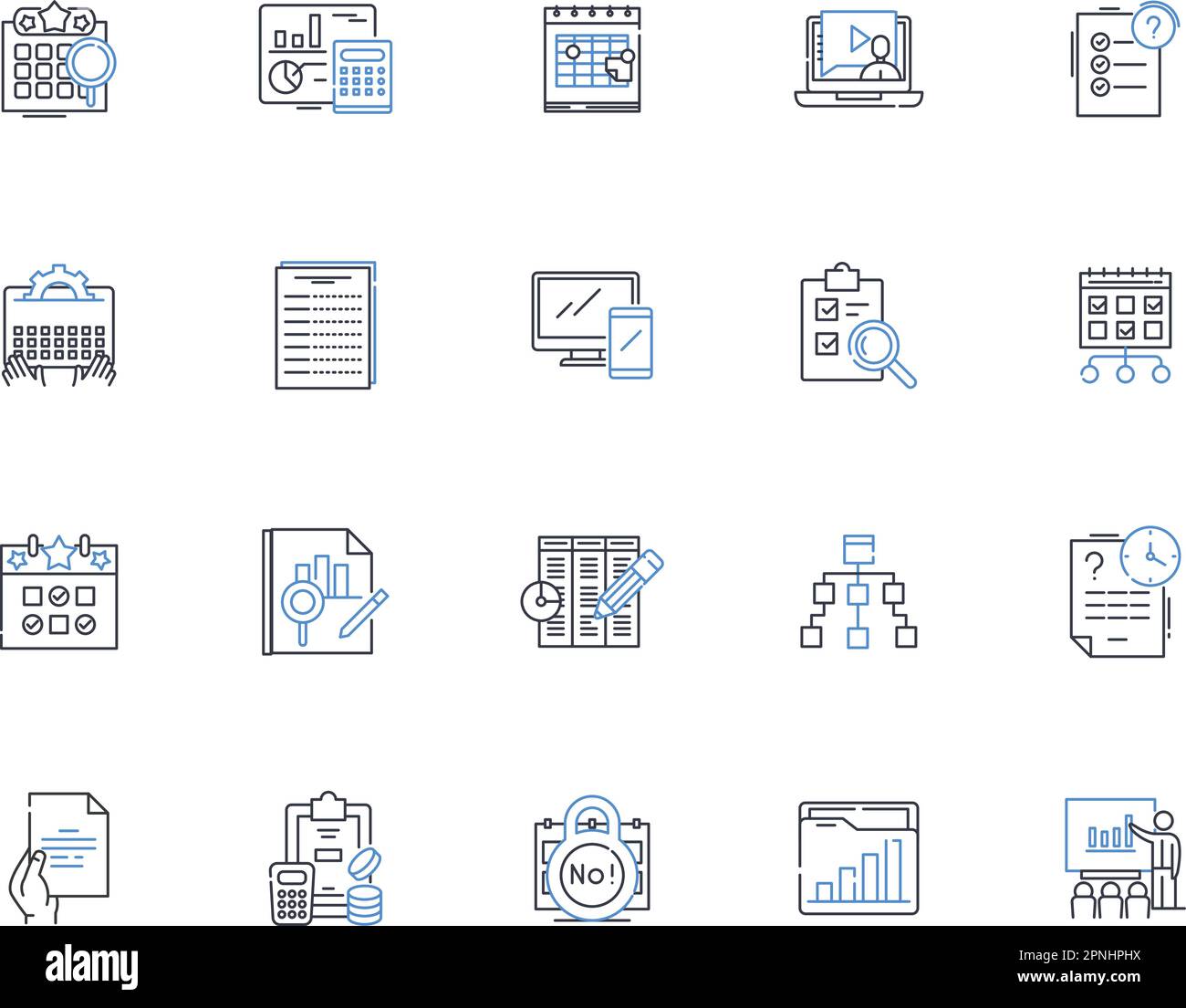 Calendar line icons collection. Schedule, Dates, Events, Planner, Reminders, Appointments, Time vector and linear illustration. Meetings,Deadlines Stock Vector