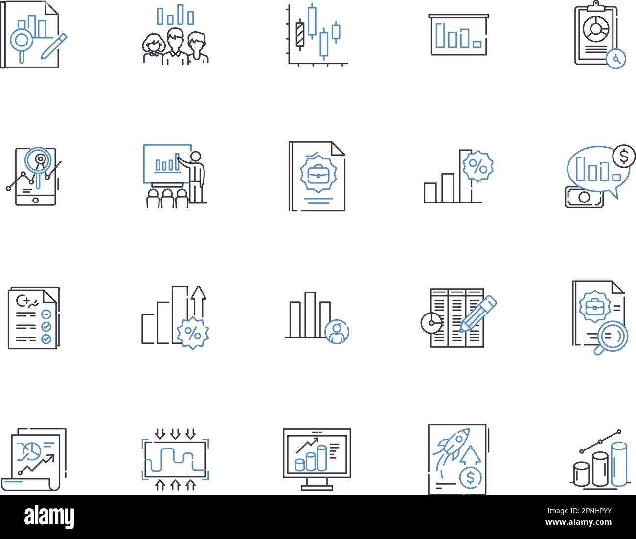 Graphical Representation line icons collection. Infographic, Visualization, Chart, Diagram, Graphic, Map, Plot vector and linear illustration. Tree Stock Vector