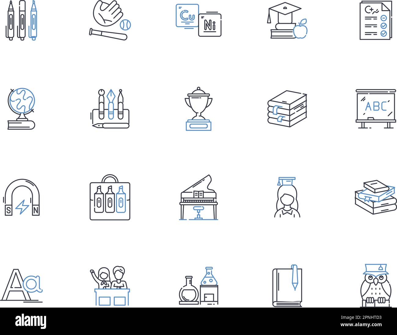 Alternative education line icons collection. Unconventional, Progressive, Innovative, Flexible, Experiential, Holistic, Student-centered vector and Stock Vector