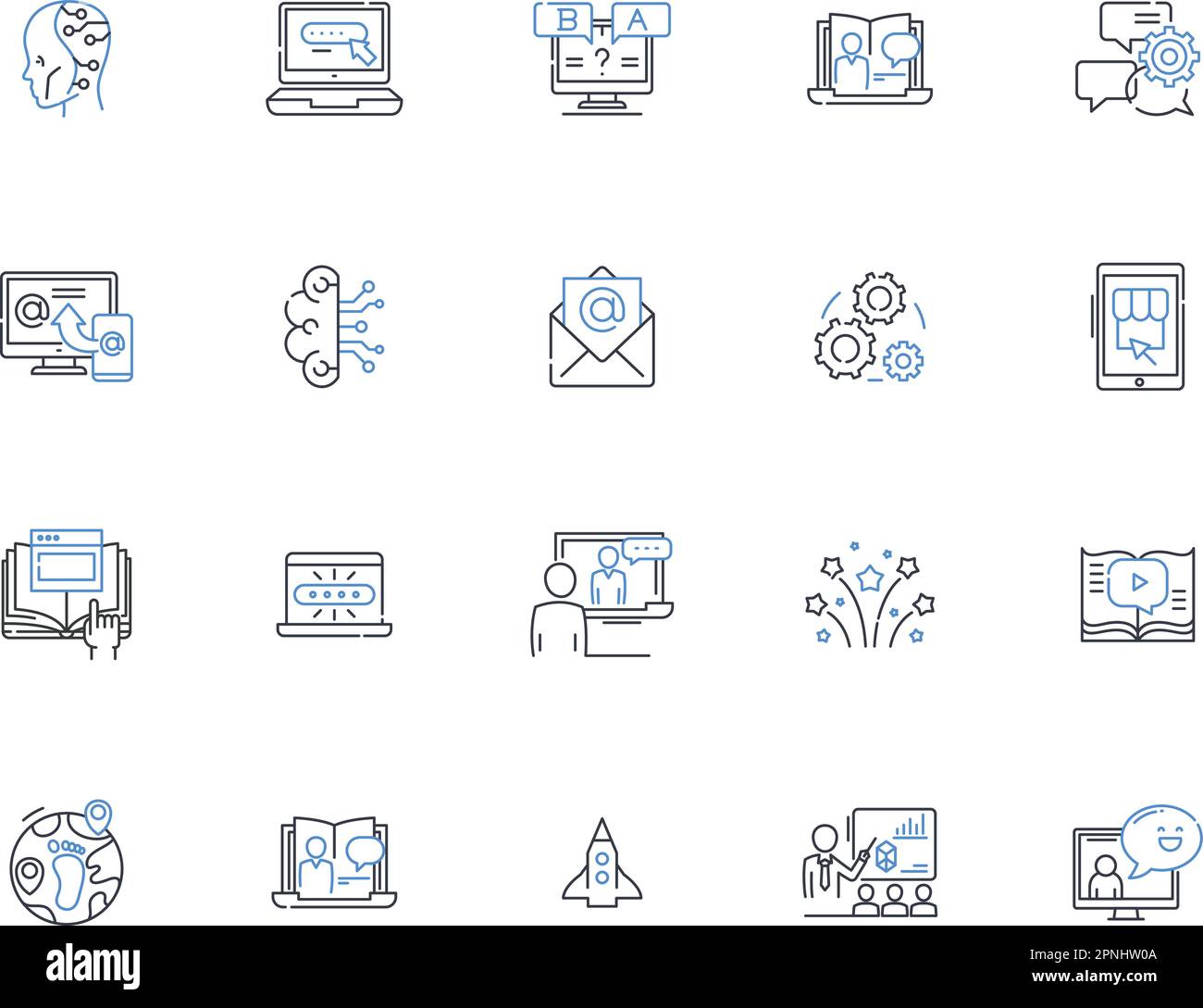 Educational technology line icons collection. Interactivity ...