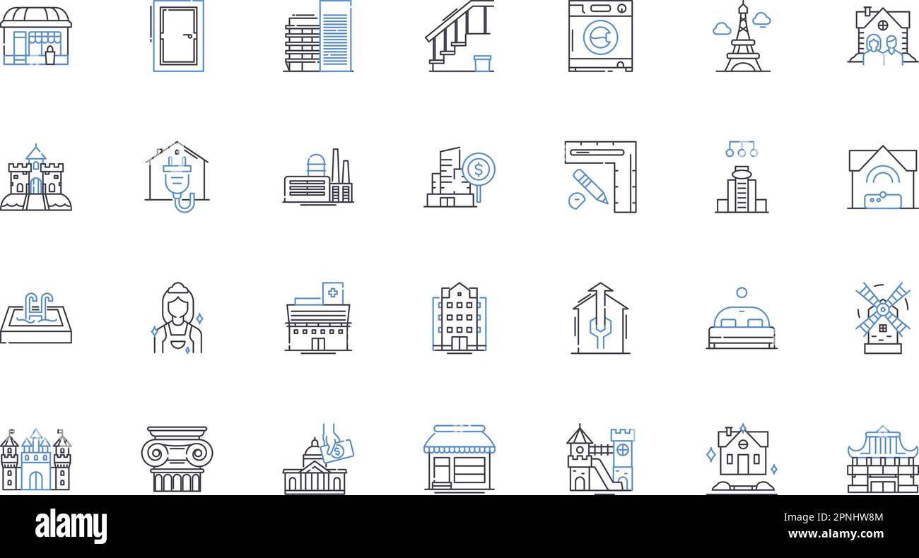 Bungalows line icons collection. Cozy, Rustic, Quaint, Homey, Charming ...