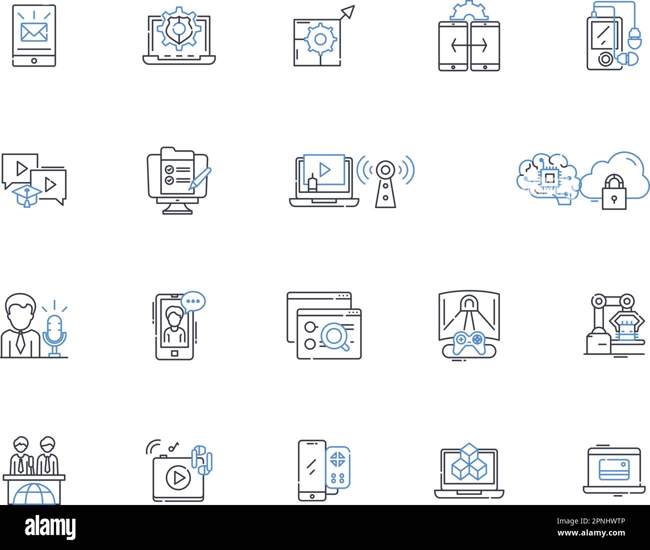 Cyber security line icons collection. Firewall, Malware, Encryption ...