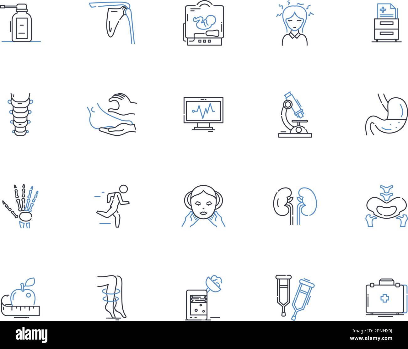 Fitness line icons collection. Endurance, Strength, Cardio, Flexibility