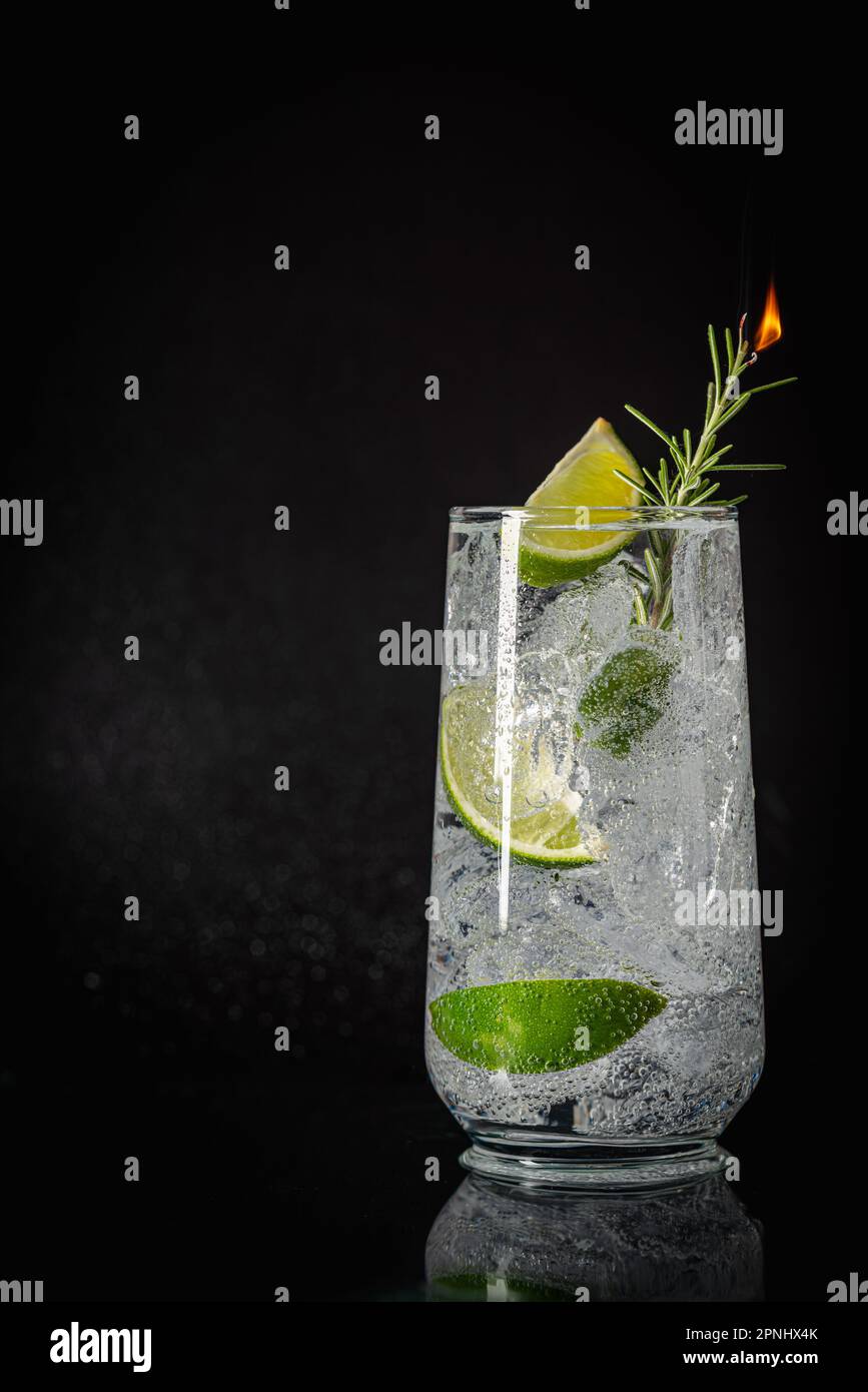 Mineral water with lime Stock Photo Alamy