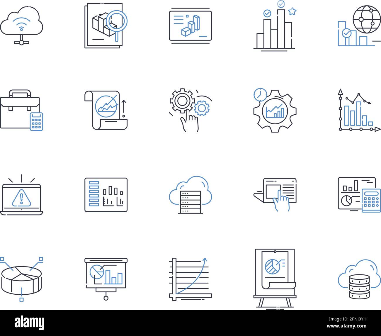 Research and experimentation line icons collection. Hypothesis, Data, Results, Analysis, Methodology, Experiment, Observation vector and linear Stock Vector