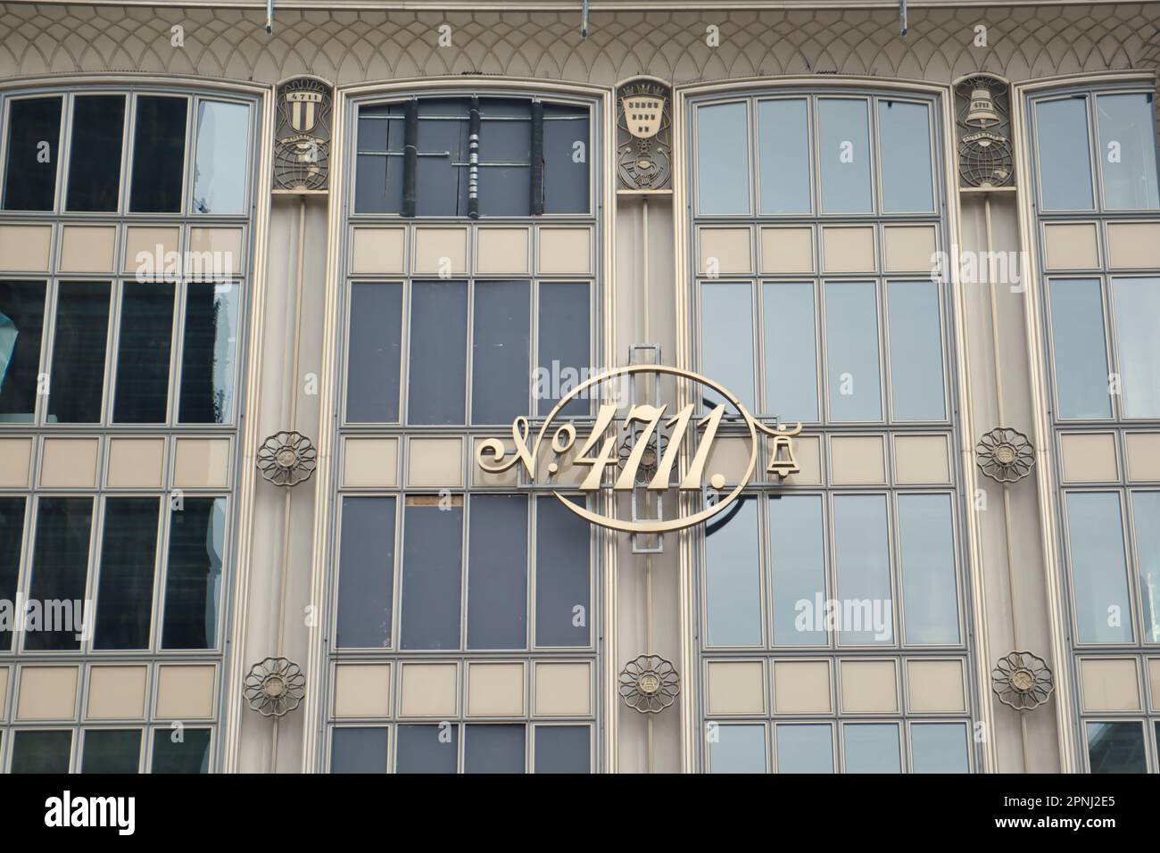 Cologne house facade with the famous 4711 sign, real Cologne Water ...