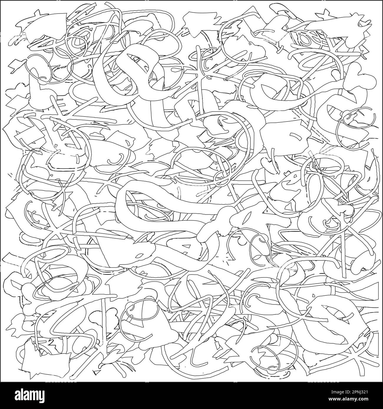 Doodle Handdrawn Street Art Design, Black and White, Coloring Page, Abstract Vibrant Line Illustration, Tablet Notebook Sketch Stock Vector
