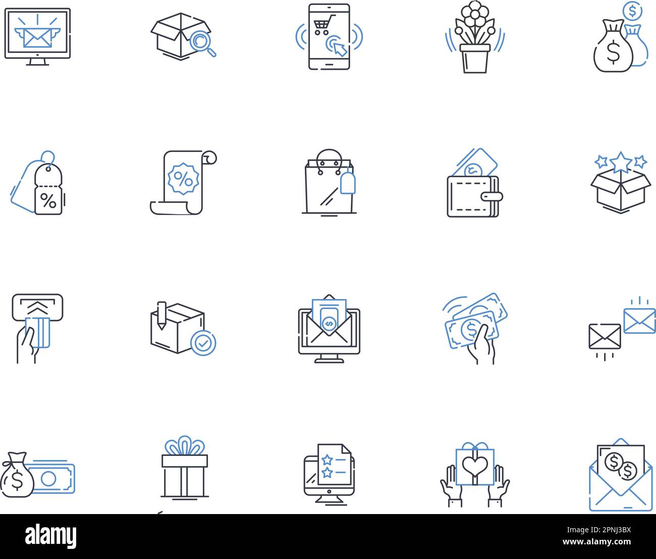 Window-shopper line icons collection. Browsing, Gazing, Wishing, Pondering, Observing, Dreaming, Admiring vector and linear illustration Stock Vector
