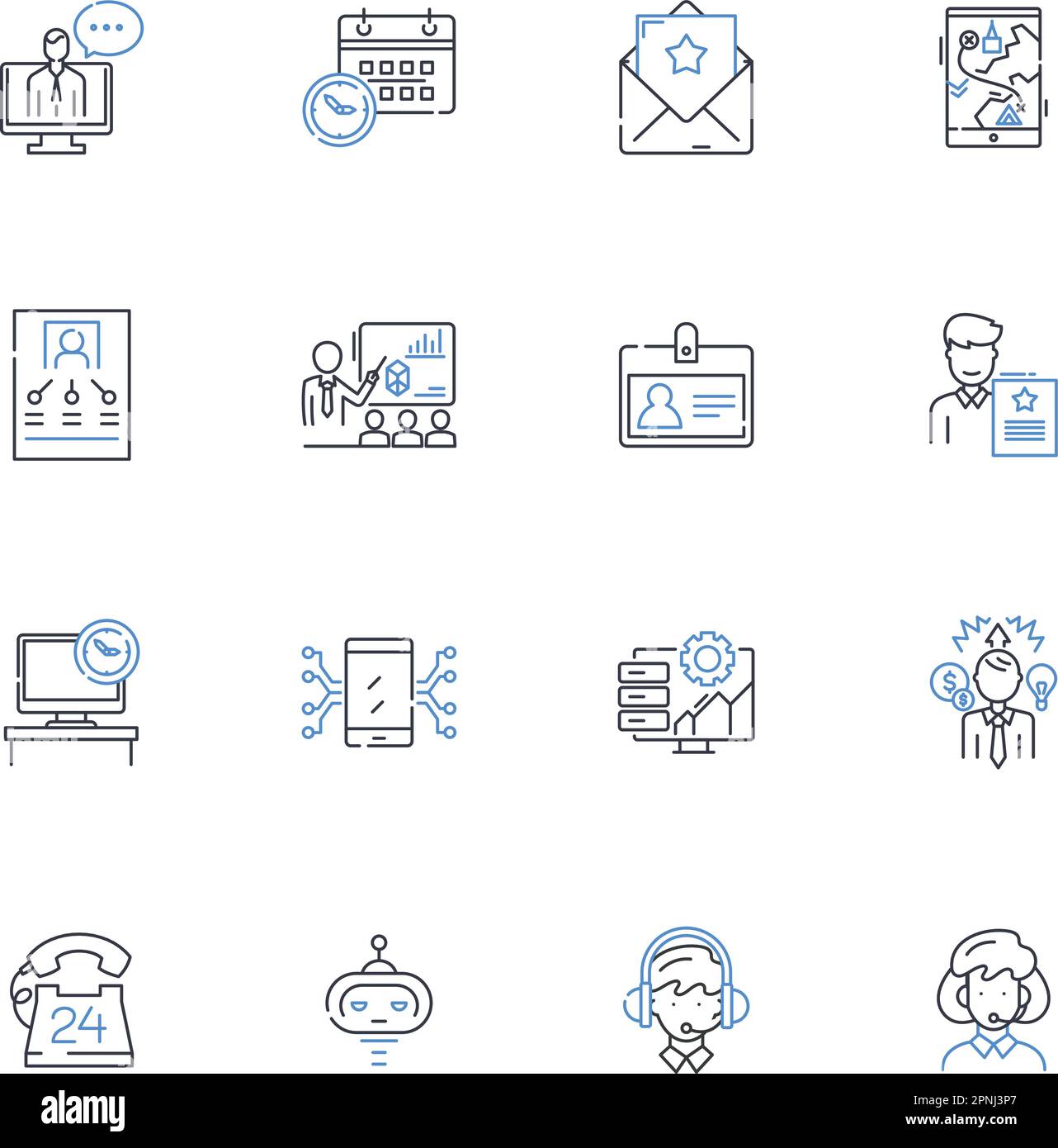 Secretary line icons collection. fficient, Organized, Professional
