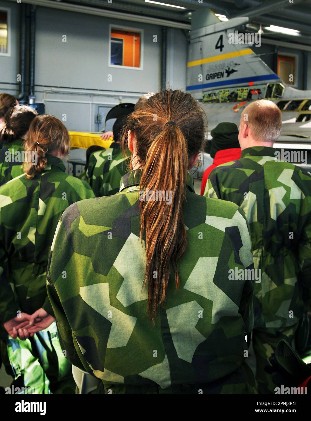 Young people who become aware of the Swedish Air Force Volunteers Association (Swedish: Flygvapenfrivilligas riksförbund, FVRF), commonly known as the Air Force Volunteers (Swedish: Flygvapenfrivilliga) is a Swedish voluntary defense organization. In the picture: Here is a picture from the Swedish Armed Forces flight schools in Halmstad, Sweden. Stock Photo