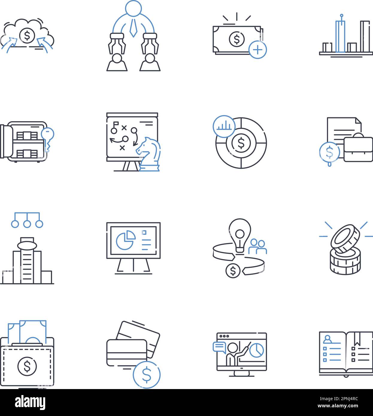 Currency market line icons collection. Forex, Trade, Exchange, Volatility, Liquidity, Pip, Asset vector and linear illustration. Arbitrage,Derivatives Stock Vector