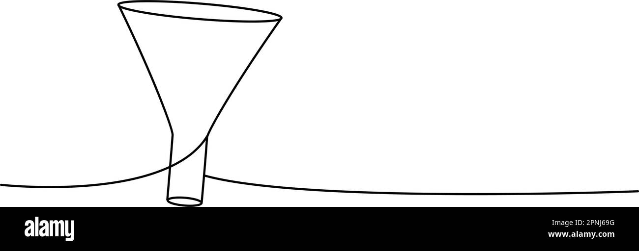 Filter funnel one line continuous drawing. Laboratory glass equipment