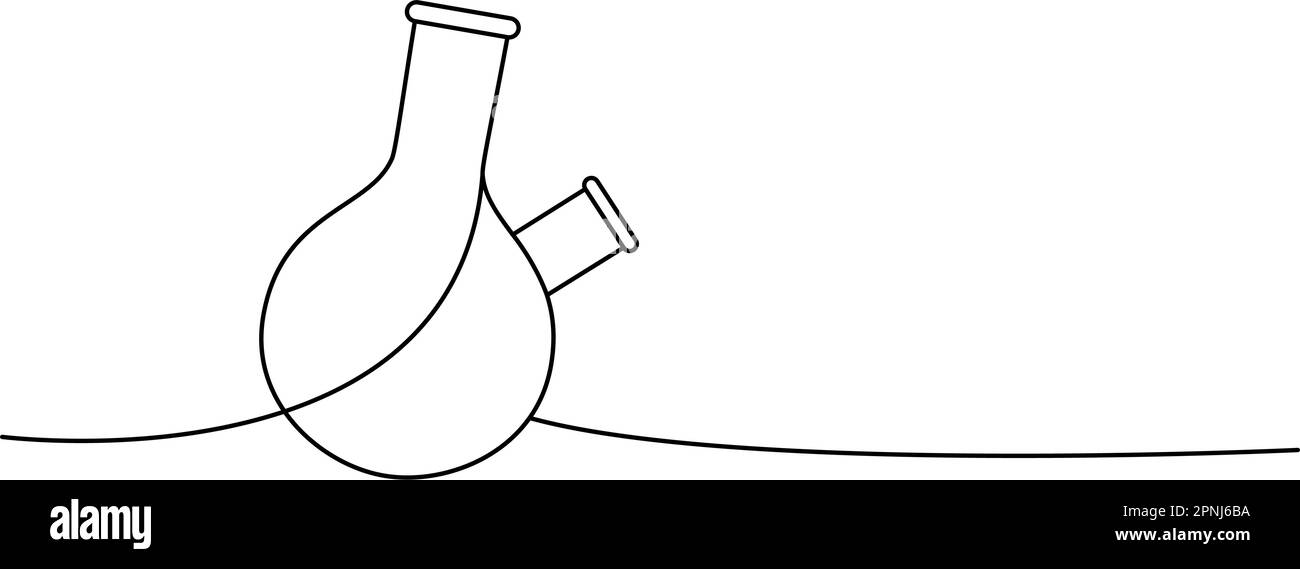 Two neck round bottom flask one line continuous drawing. Laboratory